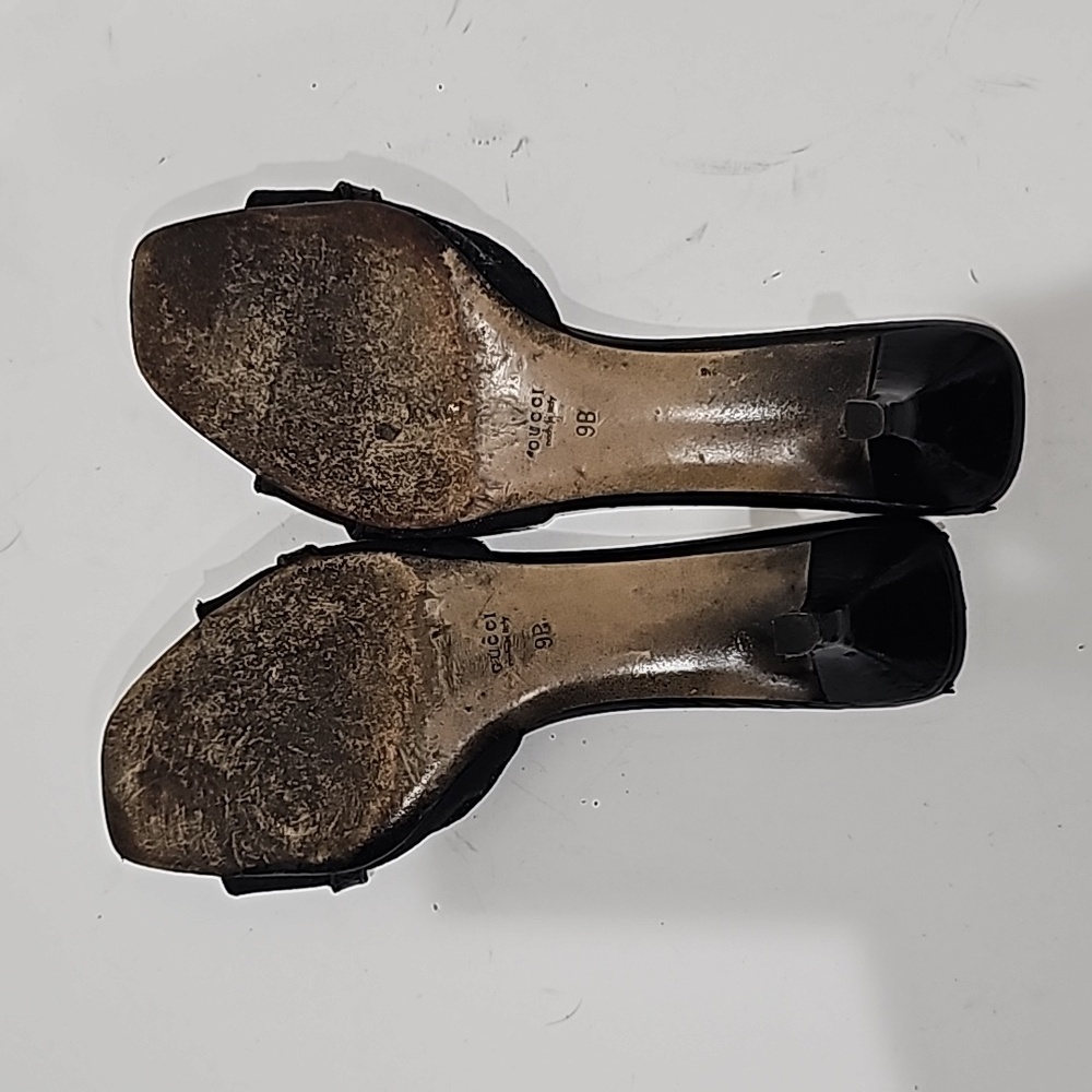Gucci Black Canvas with  Green Leather Horsebit Slide Sandals Size 9B - Picture 5 of 8